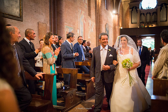 Matrimonio religioso nella chiesa di San Lanfranco a Pavia, ricevimento ai Granai Certosa.