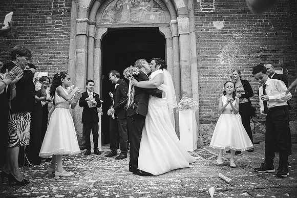 Matrimonio religioso nella chiesa di San Lanfranco a Pavia, ricevimento ai Granai Certosa.