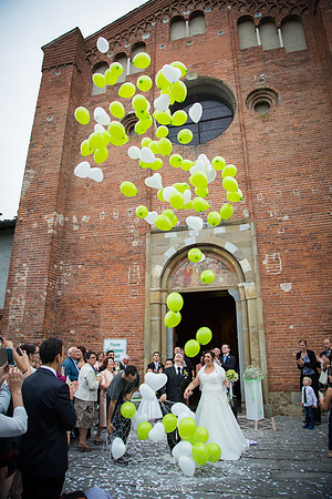 Matrimonio religioso nella chiesa di San Lanfranco a Pavia, ricevimento ai Granai Certosa.