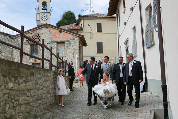 Matrimonio con rito religioso, ricevimento alla Rocca di Montalfeo.